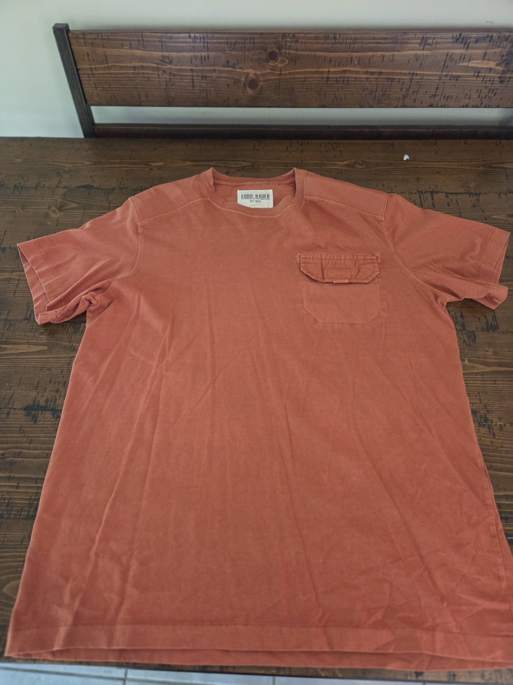 Eddie Bauer Short-Sleeve Pocket Tee in Coral Orange